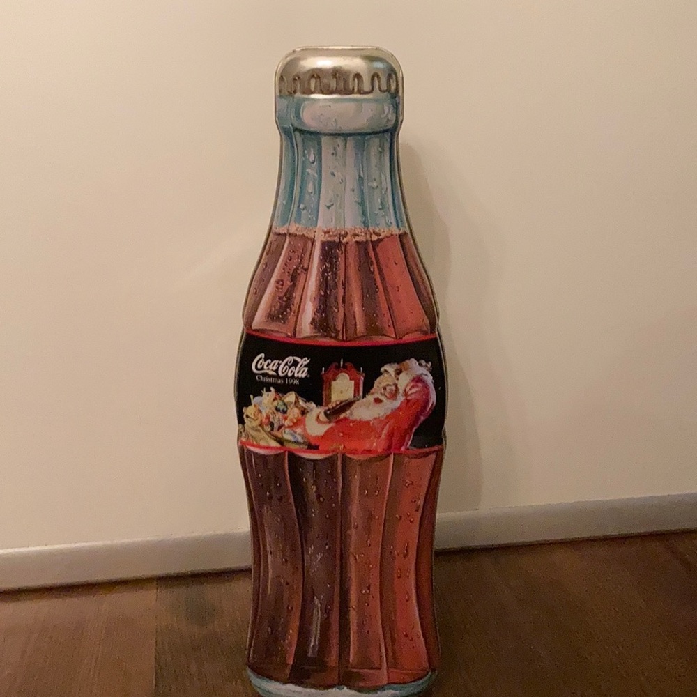 Vintage Christmas 1998 Coca-Cola Bottle Shaped Tin